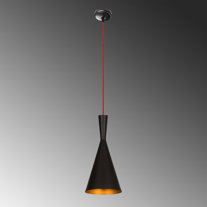 Opviq Lámpara Colgante 3541 Cuerpo de Hierro Negro y Rojo Diámetro 19 cm Altura 140 cm E27 IP20
